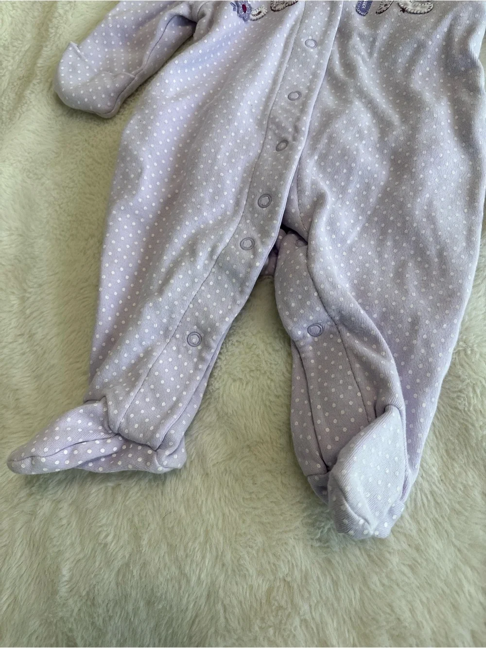 Carters newborn purple sleeper cutie vintage Y2K pajama polka dots